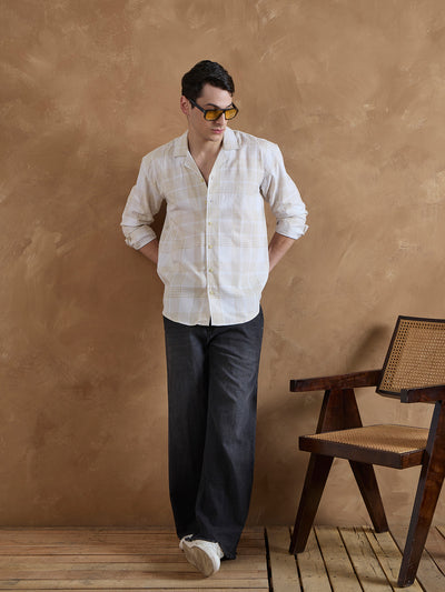 Yellow & White: Full Sleeves Checkered Shirt