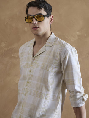 Yellow & White: Full Sleeves Checkered Shirt