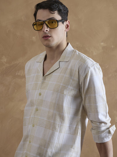 Yellow & White: Full Sleeves Checkered Shirt