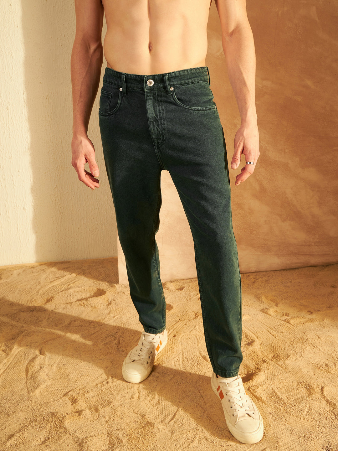 Men's Dark Green Mom Fit Jeans