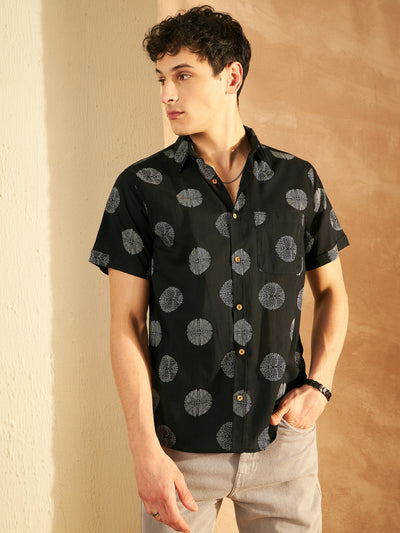 Men's Block Printed Lightweight Thin Cotton Shirt
