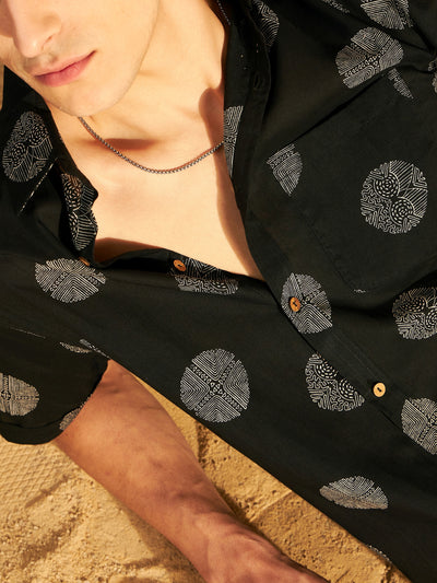 Men's Block Printed Lightweight Thin Cotton Shirt