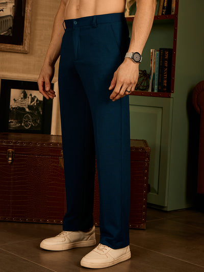 Blue: Korean Baggy Fit Stretchable Trouser