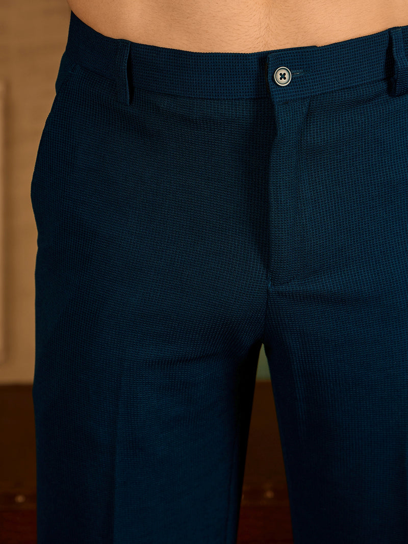 Blue: Korean Baggy Fit Stretchable Trouser