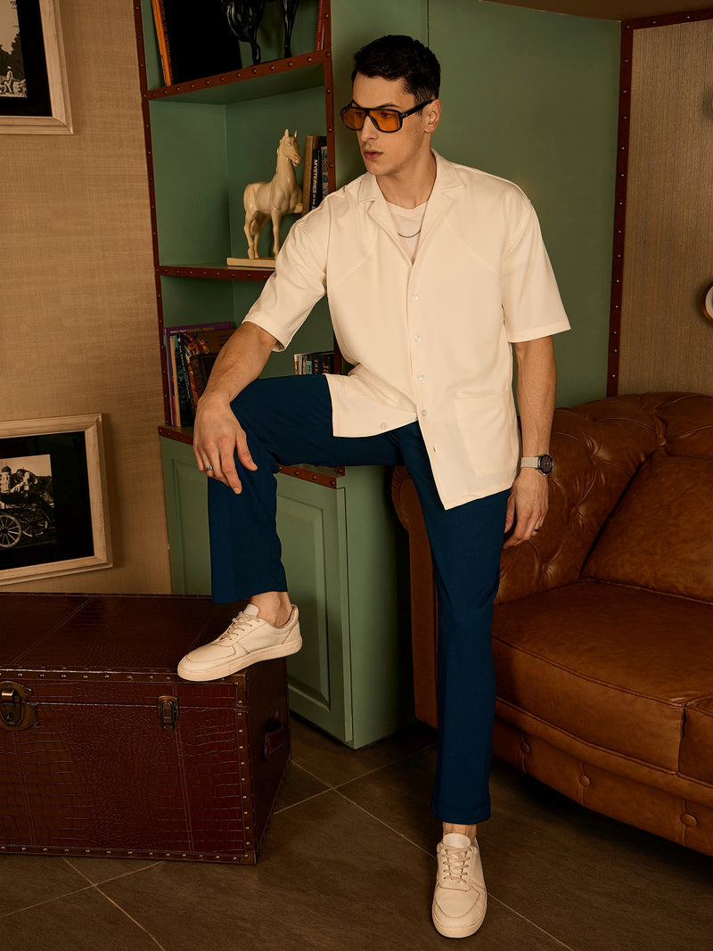 Blue: Korean Baggy Fit Stretchable Trouser