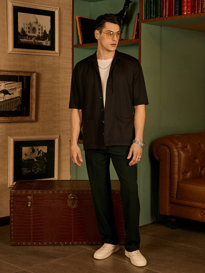 Dark Green: Korean Baggy Fit Stretchable Trouser