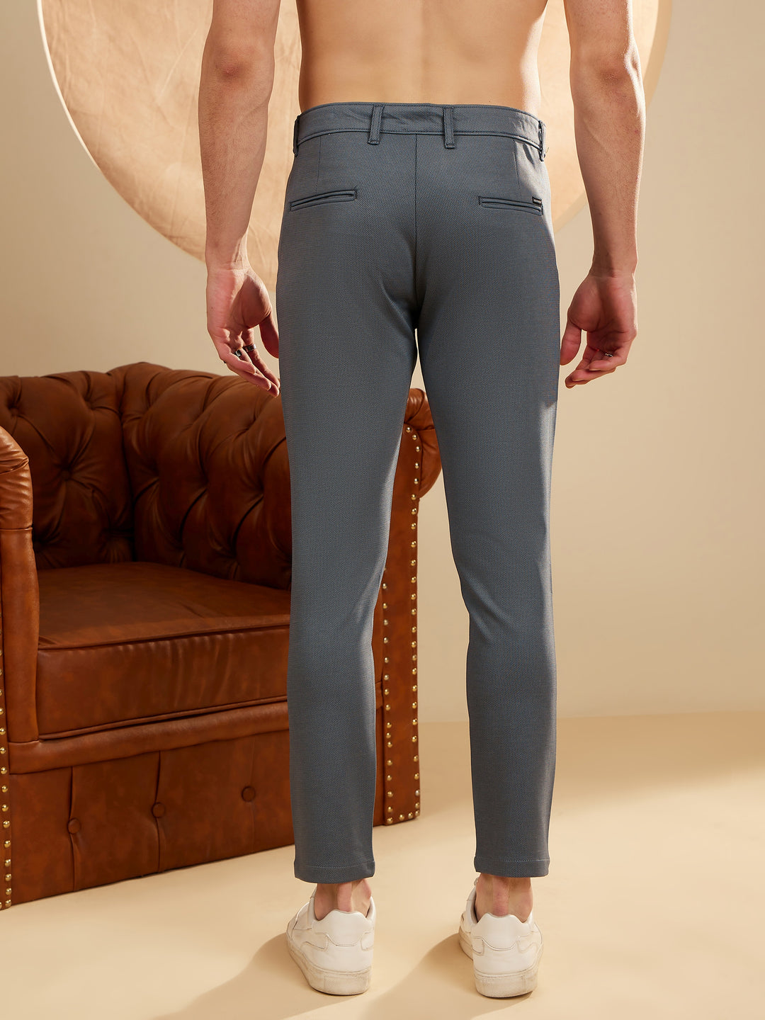DENNISON Men Steel Blue 4-Way Lycra Trouser
