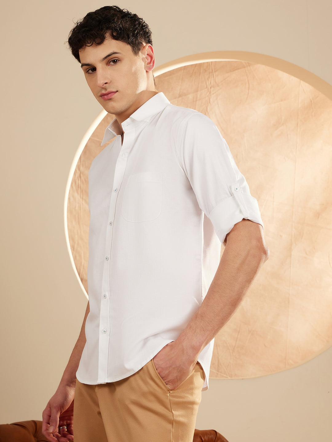 Men White Smart Slim Fit Solid Formal Shirt