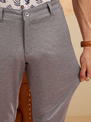 Bluish Grey: Textured Stretchable Chinos