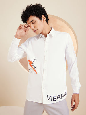White: Full Sleeves Cotton Partywear Shirt