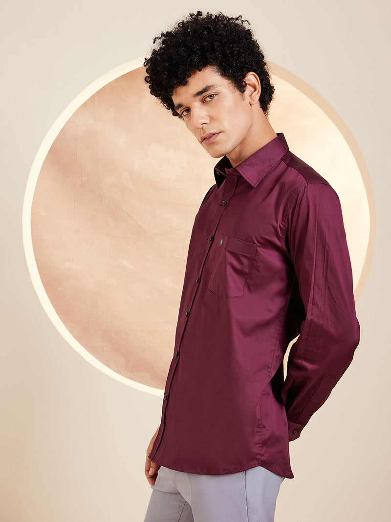 DENNISON Wine Pure Cotton Formal Shirt