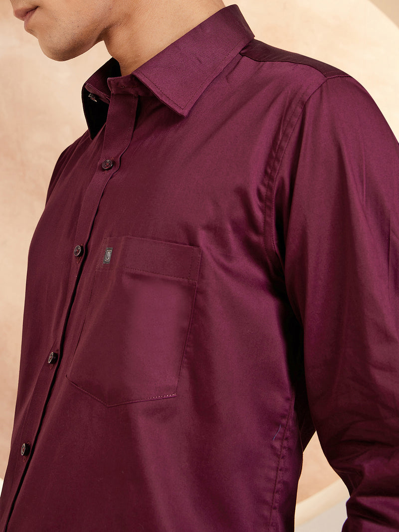 DENNISON Wine Pure Cotton Formal Shirt