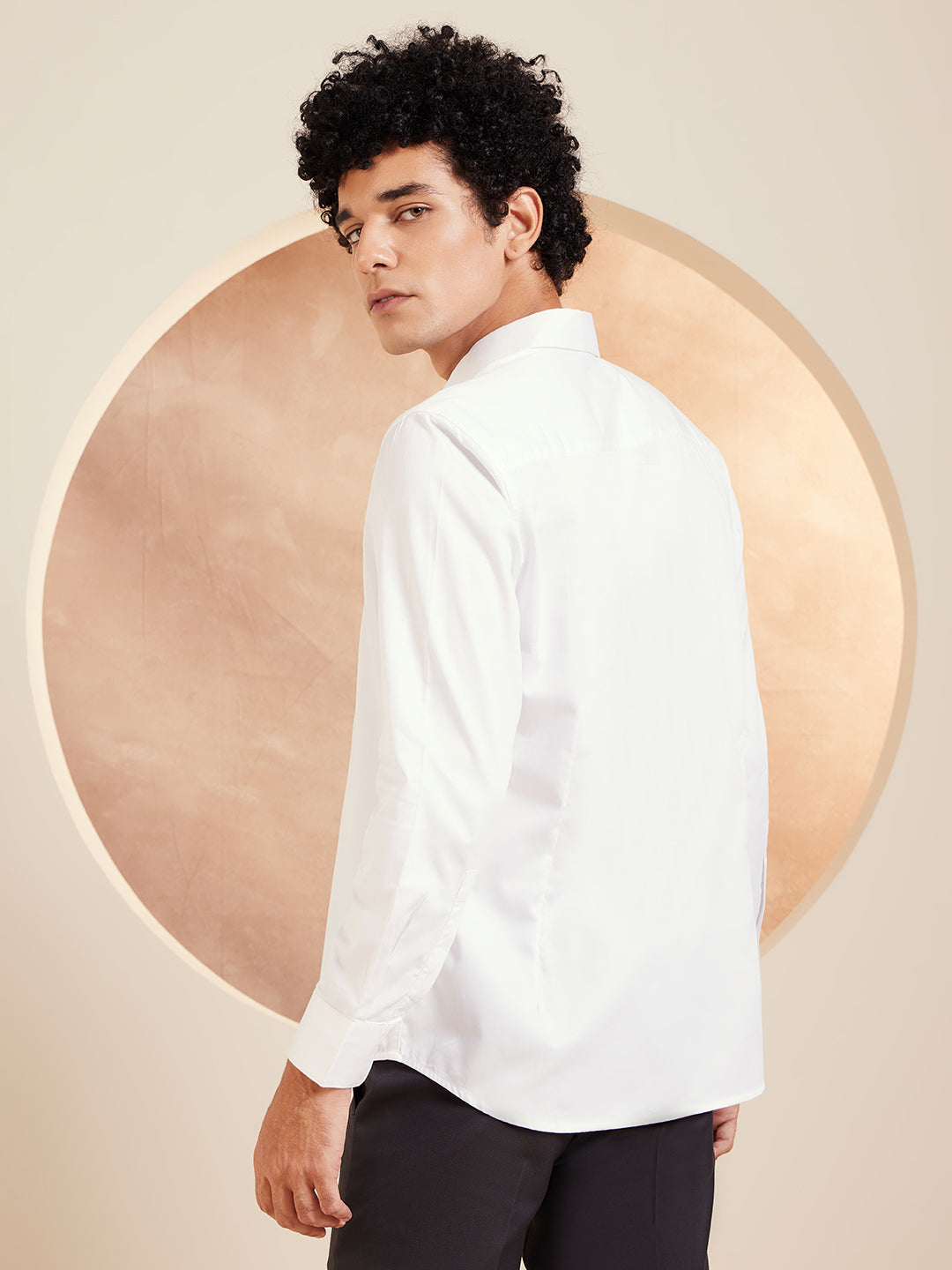 DENNISON Smart Abstract Printed Spread Collar Long Sleeve Cotton Shirt