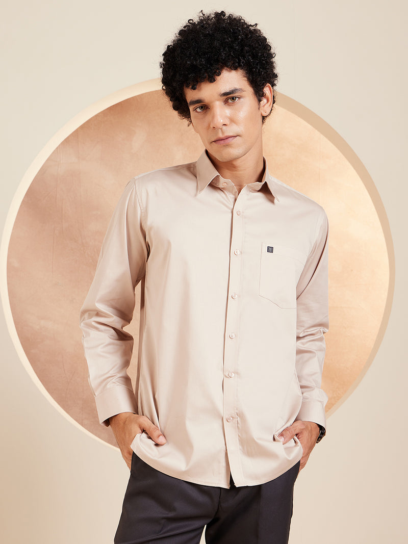 Beige: Cotton Formal Shirt