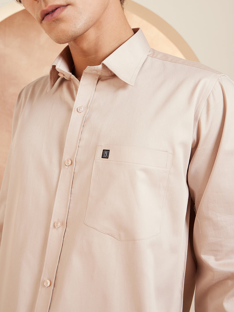 Beige: Cotton Formal Shirt