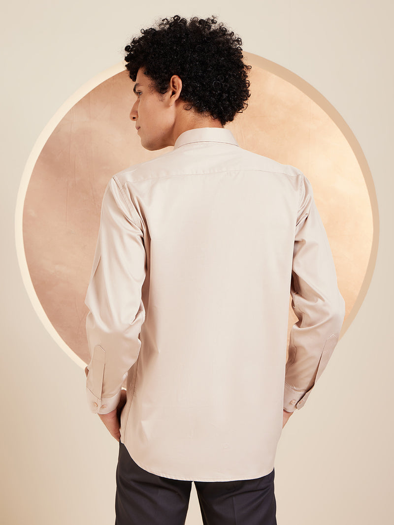 Beige: Cotton Formal Shirt