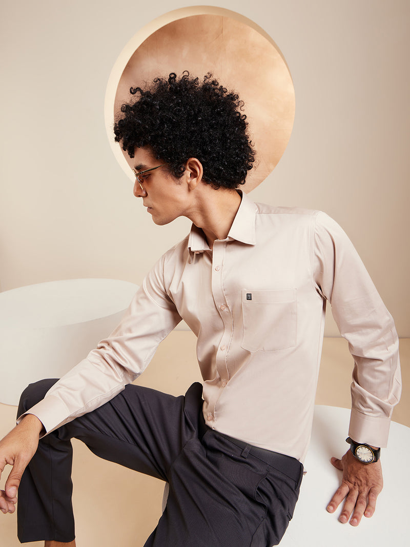 Beige: Cotton Formal Shirt
