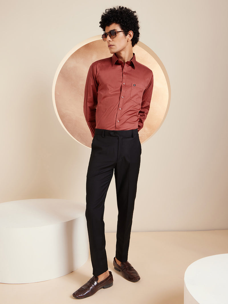 DENNISON Maroon Pure Cotton Formal Shirt