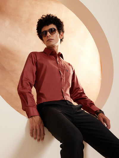 DENNISON Maroon Pure Cotton Formal Shirt