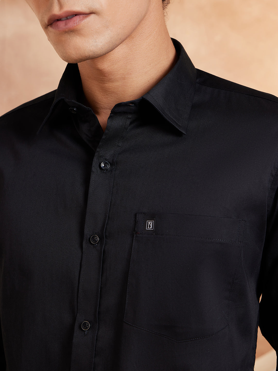 Black Pure Cotton Formal Shirt