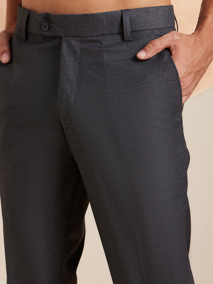 DENNISON Men Charcoal Formal Trousers