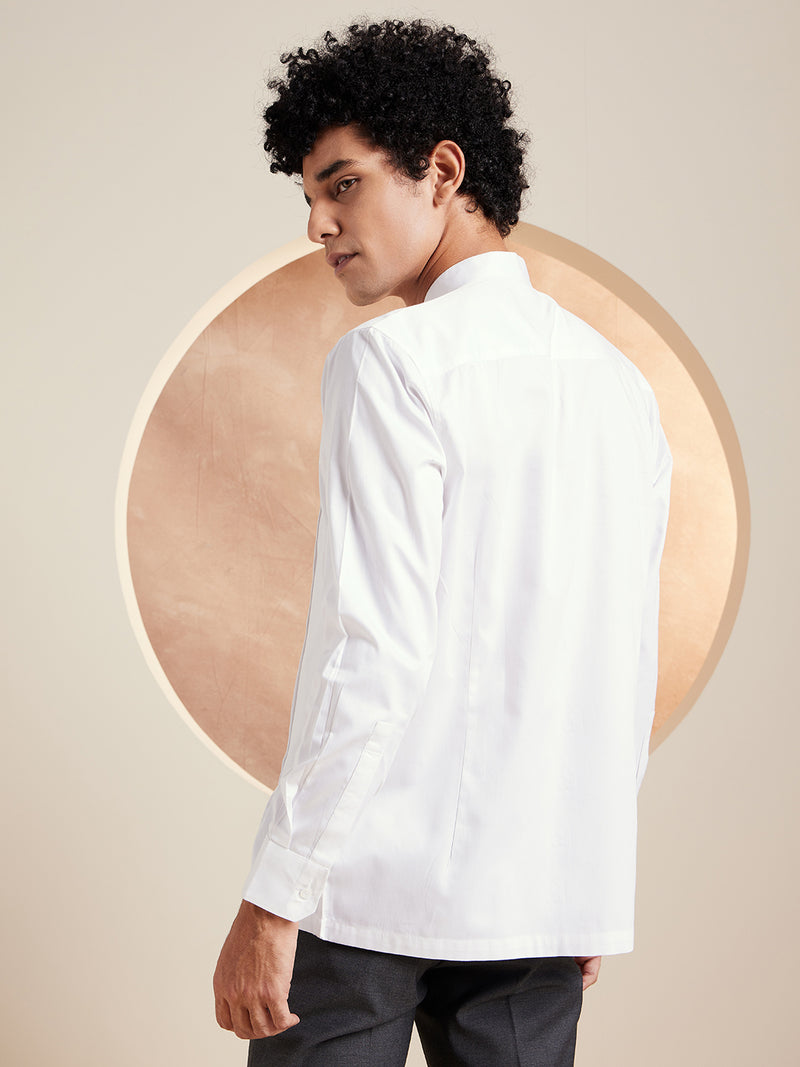 White: Full Sleeves Clubwear Shirt
