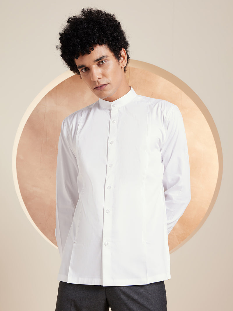 White: Full Sleeves Clubwear Shirt