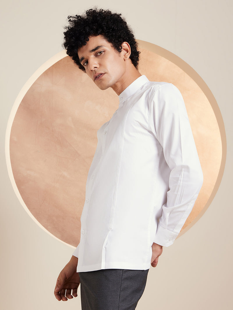 White: Full Sleeves Clubwear Shirt
