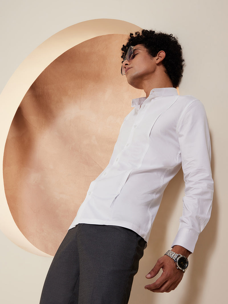 White: Full Sleeves Clubwear Shirt