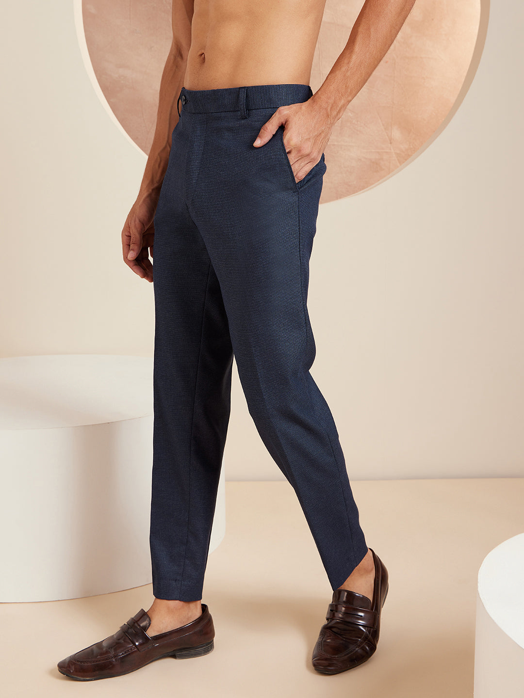 DENNISON Men Smart Tapered Fit Easy Wash Formal Trousers