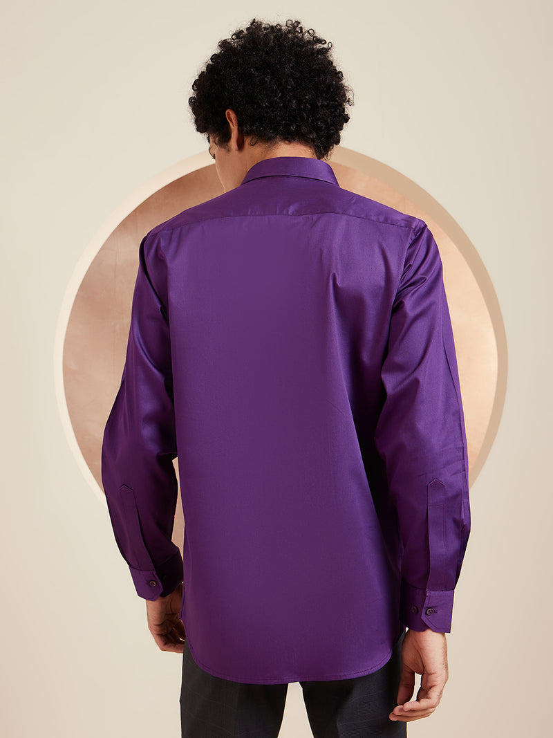 DENNISON Purple Pure Cotton Formal Shirt