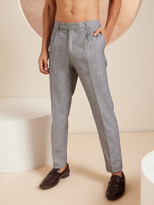 Grey: Woven Formal Trousers