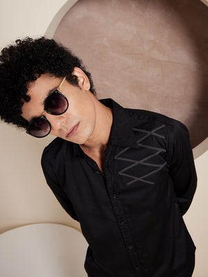 Black: Full Sleeves Partywear Shirt