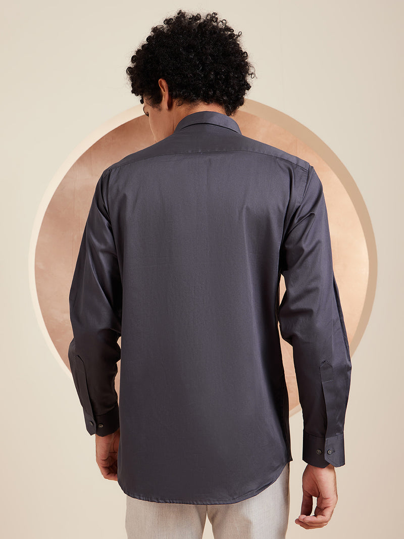 Dark Grey: Pure Cotton Formal Shirt