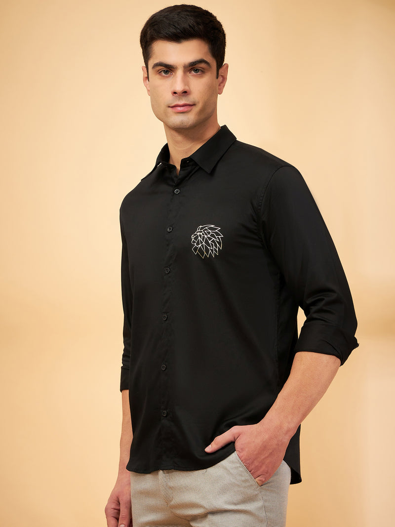 Black: Full Sleeves Partywear Shirt
