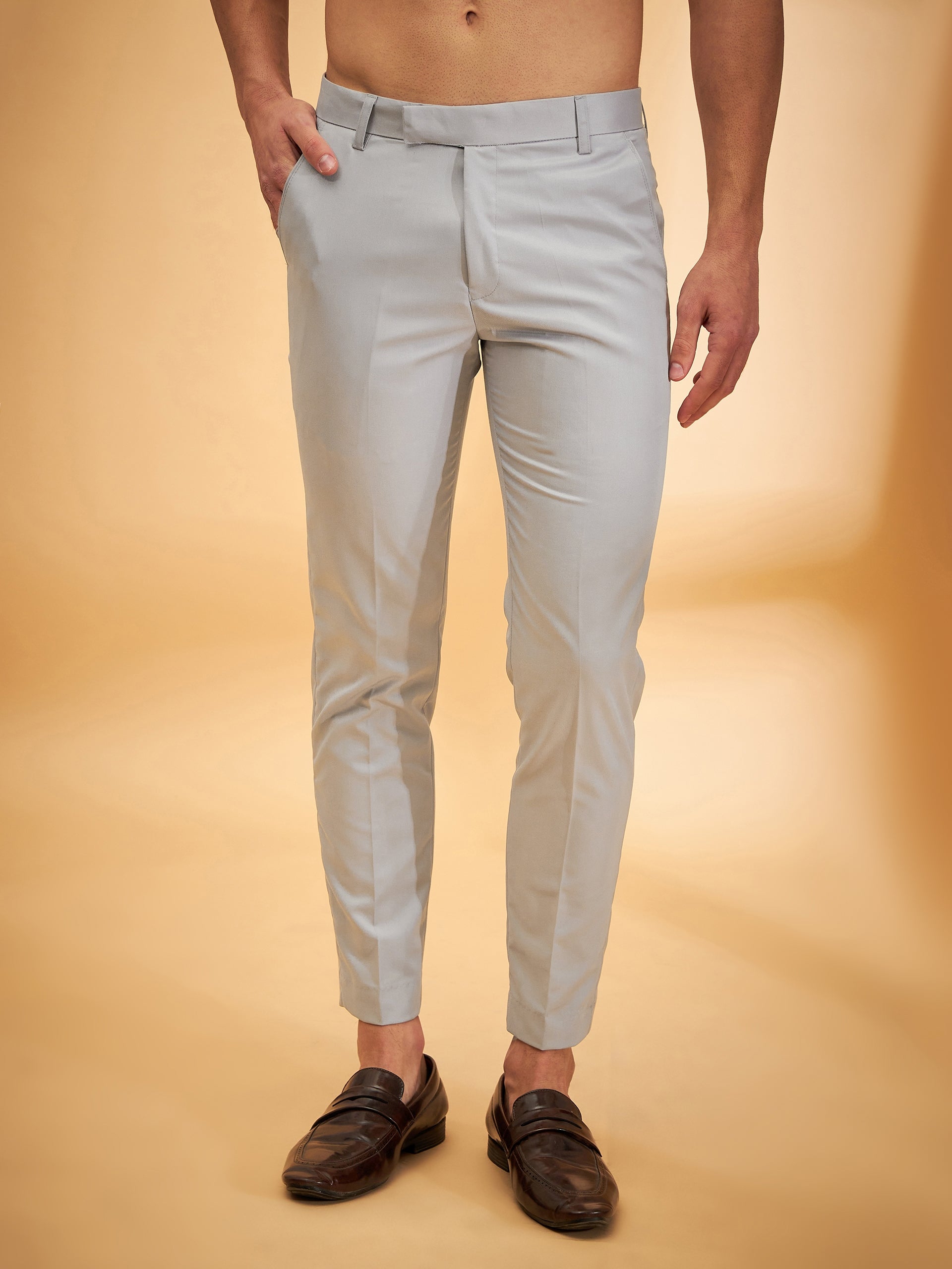 Men Grey Smart Tapered Fit Formal Trousers – Dennison Fashion India