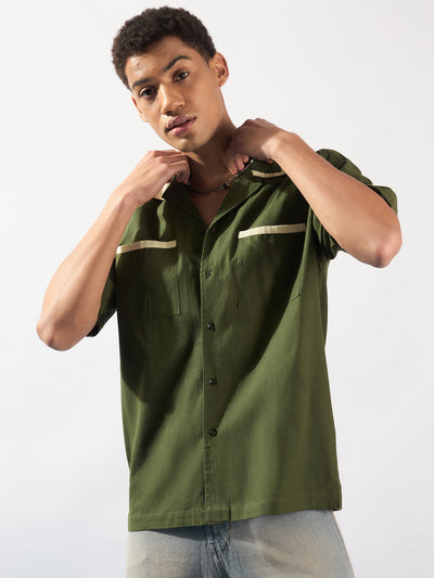 Olive & Cream: Double Pocket Oversized Cotton Shirt