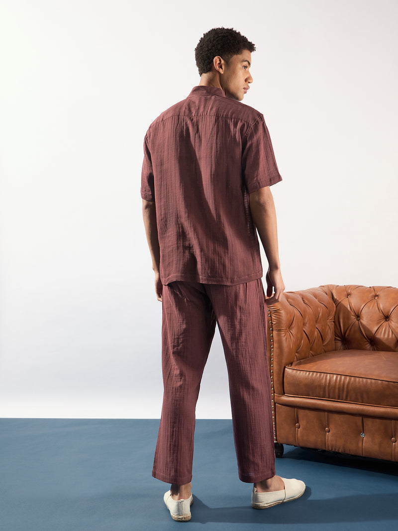 Maroon: Muslin Oversized Coord Set