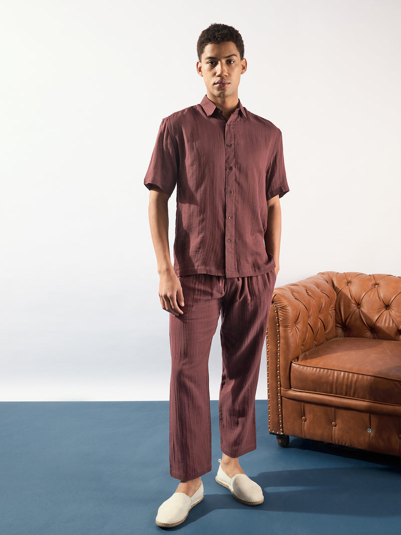 Maroon: Muslin Oversized Coord Set