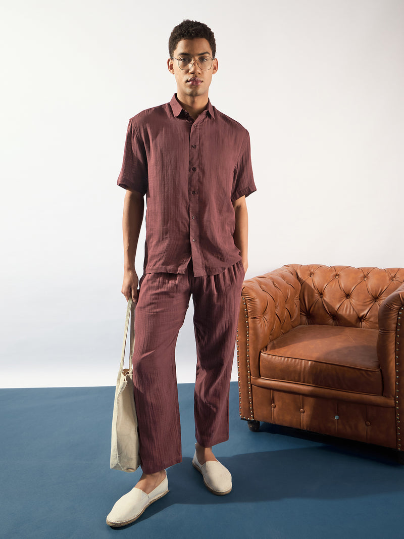 Maroon: Muslin Oversized Coord Set