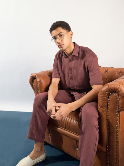 Maroon: Muslin Oversized Coord Set