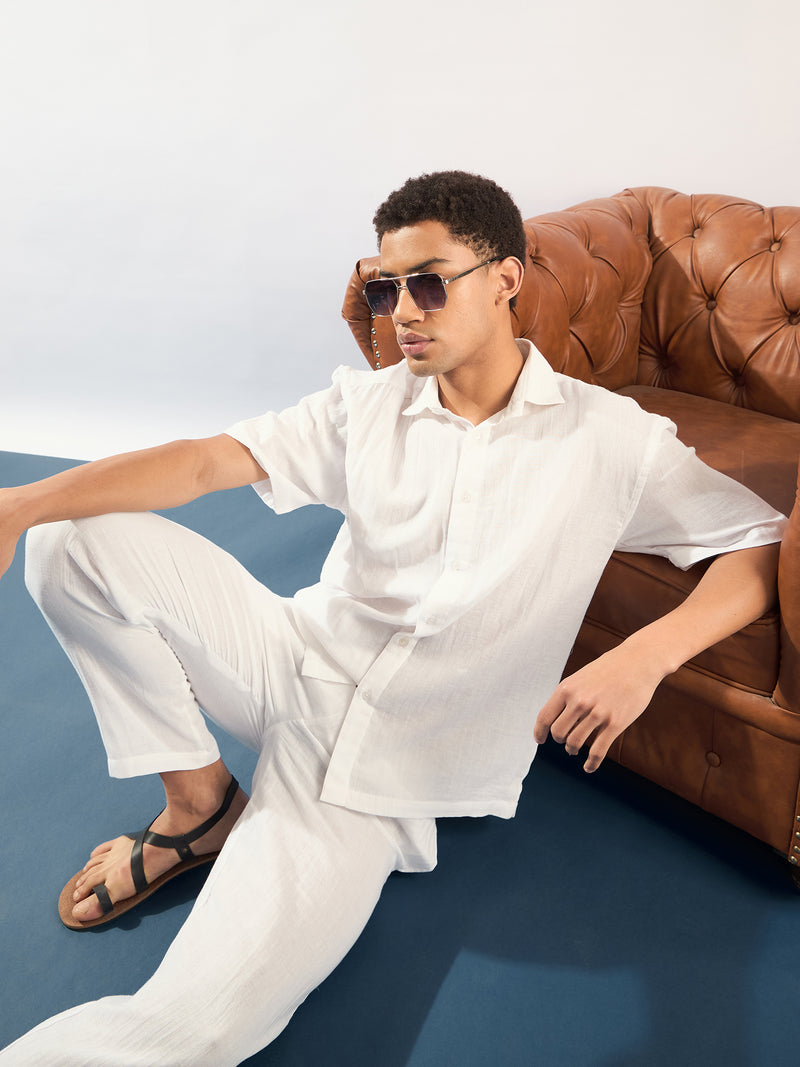 Off White: Muslin Double Gauge Cotton Oversized Coord Set