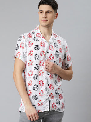 White & Red: Printed Shirt