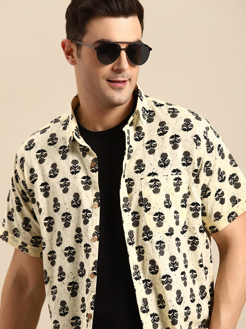 DENNISON Men Yellow Block Printed Shirt