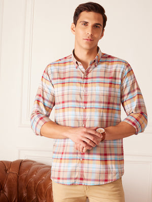 Tartan Checked Button-Down Collar Casual Shirt
