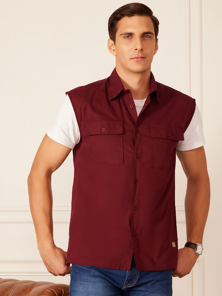DENNISON Smart Sleeveless Cotton Casual Shirt