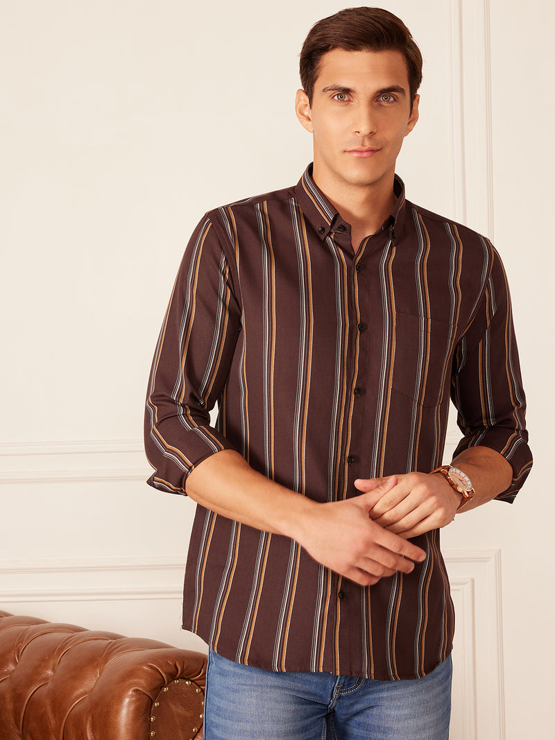 DENNISON Smart Striped Button-Down Collar Casual Shirt