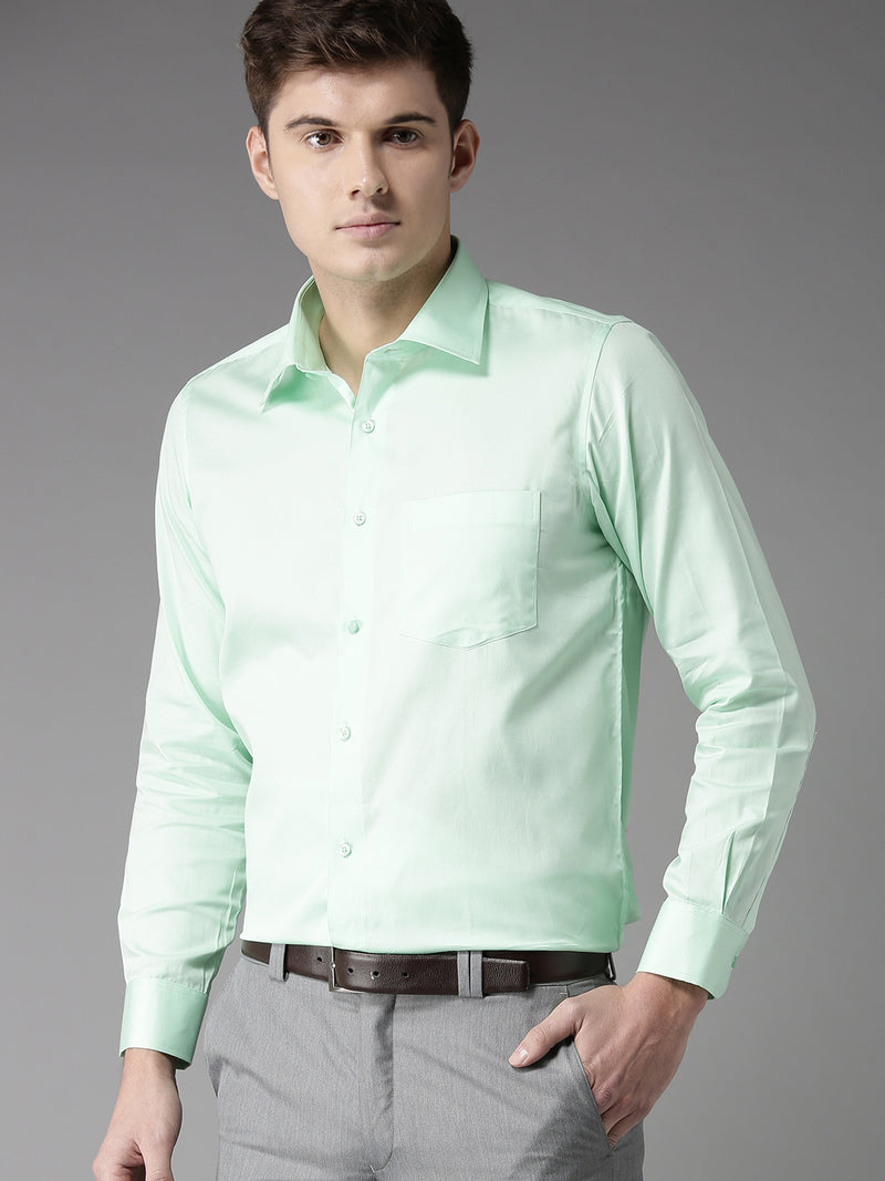 Green: Regular Fit Solid Formal Shirt