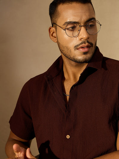 Brown: Half Sleeves Cotton Shirt