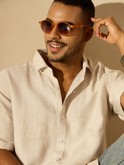 Off White: Embroidery Oversized Shirt